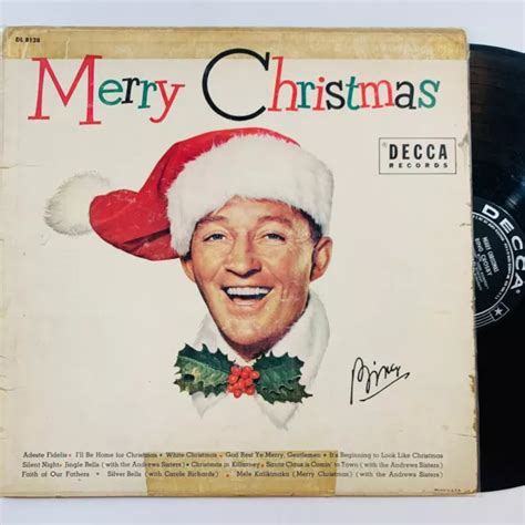 Bing Crosby Merry Christmas Mono 1955 Decca Dl 8128 Holiday Lp Clean Vgvg Disc Eur 3593