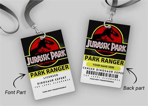 Jurassic Park Ranger ID Badge With Canva, Personalized Jurassic Park ID ...