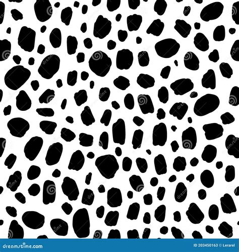 Dalmatian Spot Print Vector Seamless Pattern With Dog Spots Stock