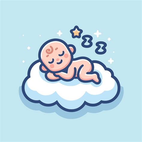 Premium Vector Cute Baby Sleeping On Cloud Pillow Cartoon Illustration