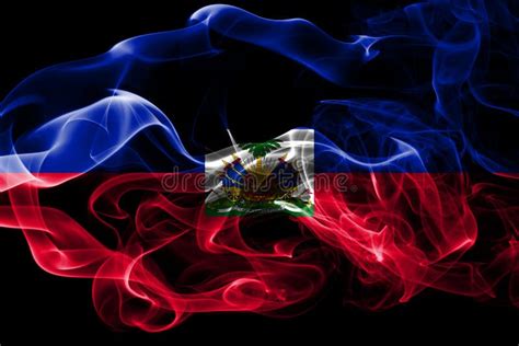 National Flag Of Haiti Made From Colored Smoke Isolated On Black