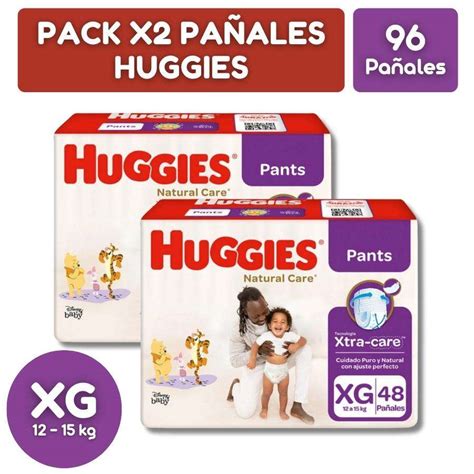 Pack Pa Ales Huggies Natural Care Pants Talla Xg Un