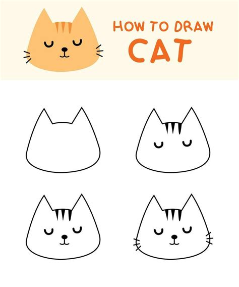 How to draw cute cat step by step for education, kid 27380831 Vector ...