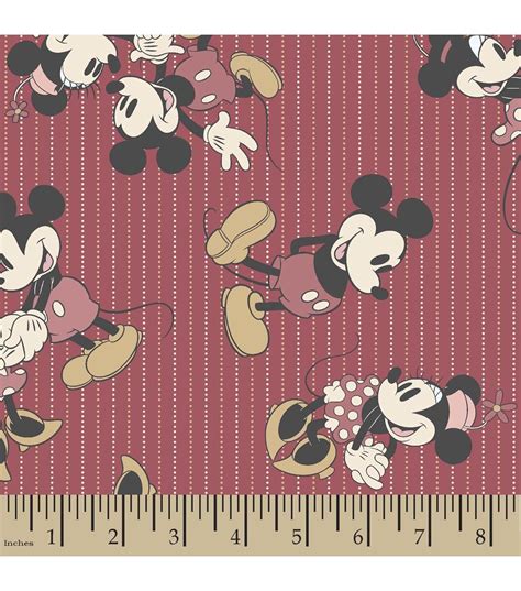 Disney Mickey And Minnie Mouse Print Fabric Stripes In Printing