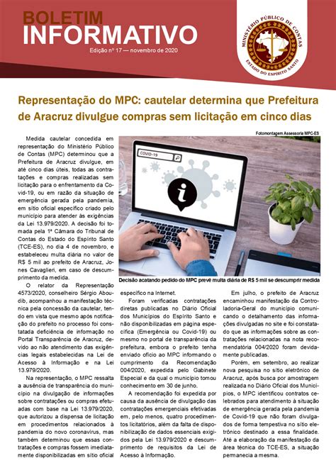 Boletim Informativo Edição Nº 17 Novembro De 2020 Ministério