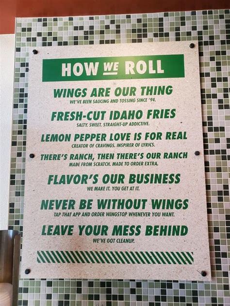 Menu at Wingstop restaurant, Chicago, 456 E 35th St