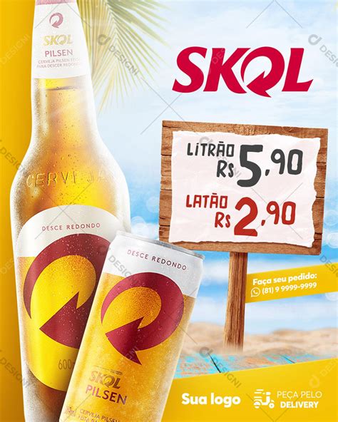 Post Distribuidora Cerveja Skol Social Media Psd Editável [download