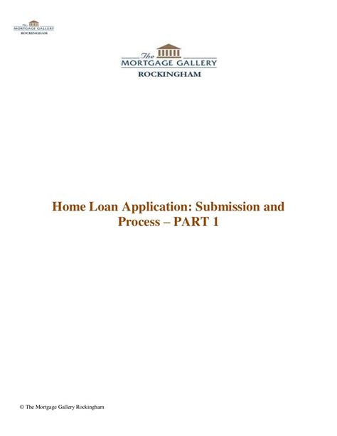 Home Loan Application Submission And Process Part 1