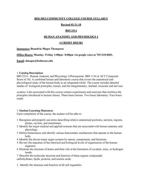 Holmes Community College Updated Syllabus 2514 Holmes Community