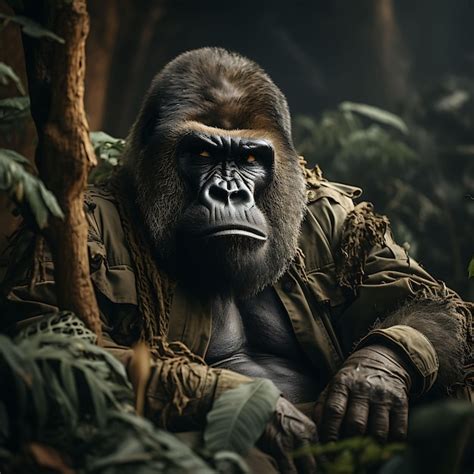 Premium Ai Image A Stoic Gorilla With A Contemplative Expression In A