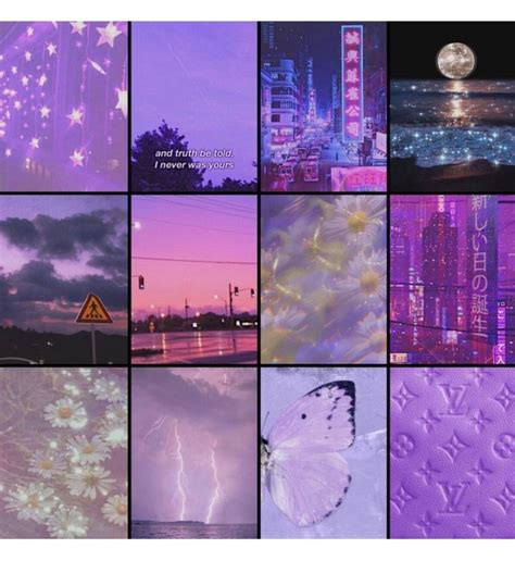 60pcs Purple Wall Collage Kit Aesthetic Pictures 4x6 Warm Etsy