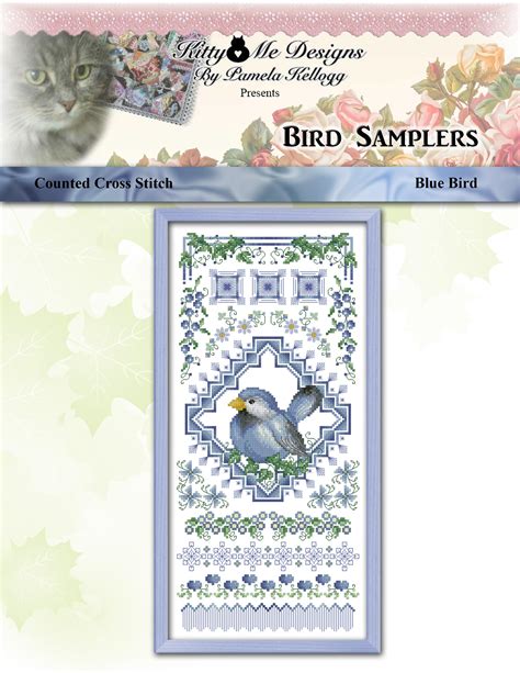 Kitty And Me Bird Samplers Blue Bird Cross Stitch Pattern 123stitch