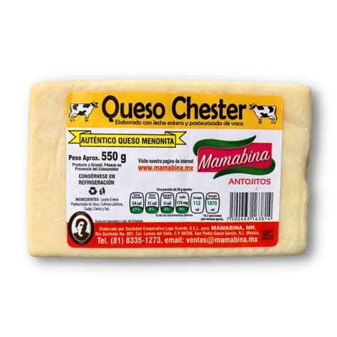 Queso Chester Menonita 550 Gr Mamabina