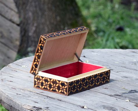 Jewelry Box Vintage Wooden Box Souvenir Box Hand Engraved Etsy