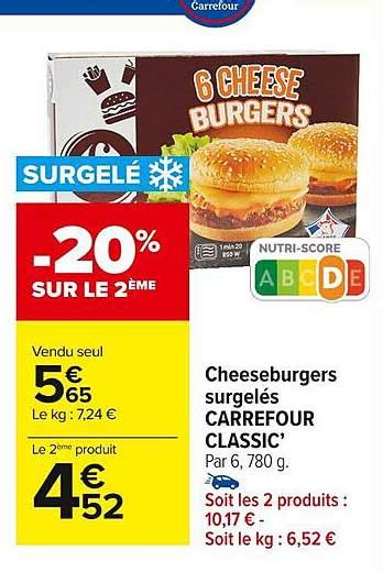 Promo Cheeseburgers Surgelés Carrefour Classic chez Carrefour Market