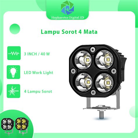 Jual 4 Titik Mata Lampu Worklight Sorot Tembak LED Bar CWL CREE 40 Watt