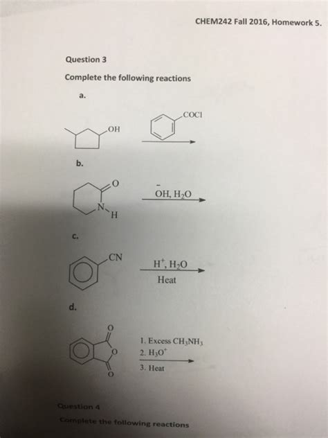 Solved Complete The Following Reactions Complete The Chegg