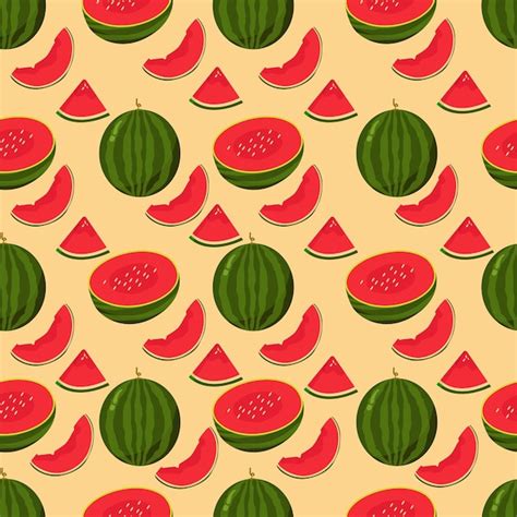 Premium Vector Pattern Seamless Summer Fruit Watermelon Slice