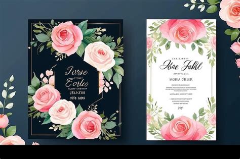 Elegant Floral Watercolor Rose Wedding Card Template For Special