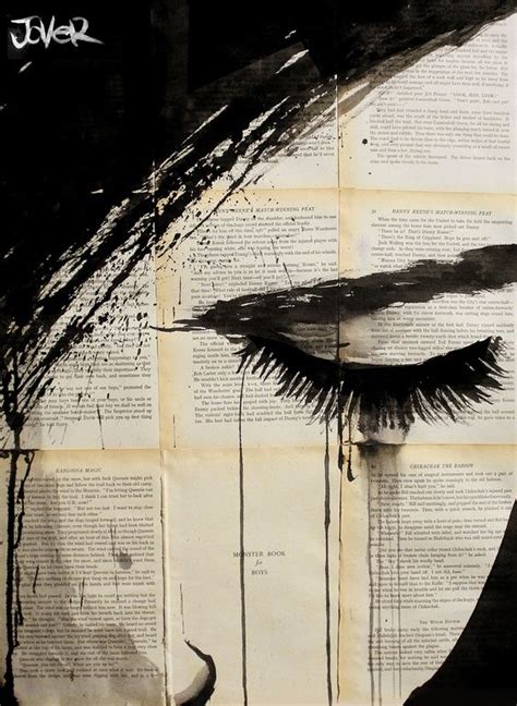 Loui Jover Ink Art Set Against Vintage Book Pages Endpaper Loui