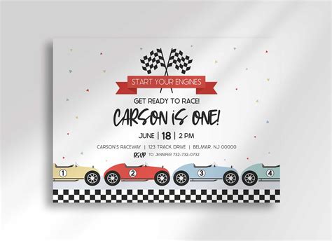 Editable Race Car Birthday Invitation Template to Edit at - Etsy