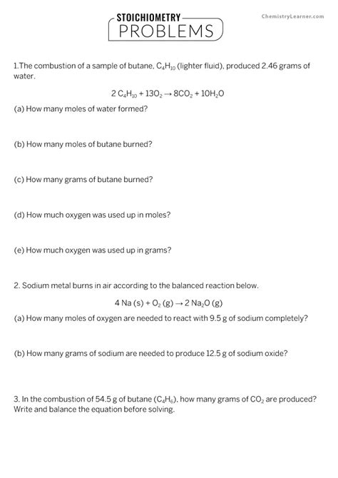 Free Printable Stoichiometry Worksheets 60 Off