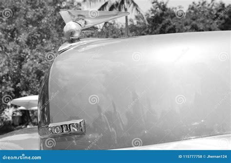 Classic Luxury American Car Front Hood Detail Editorial Stock Photo
