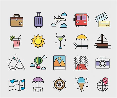 Free Travel Icons Set Mockuptree