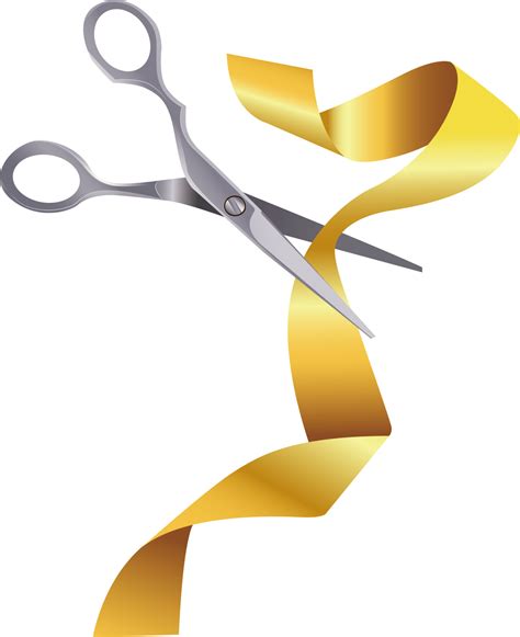 Golden ribbon cutting - Download Free Png Images