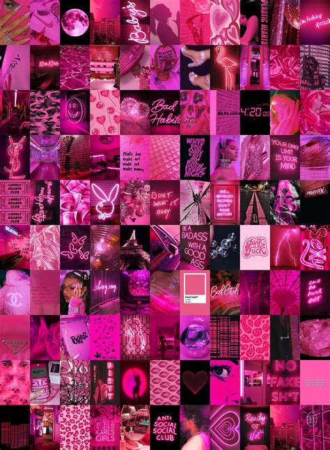 Hot Pink Wall Collage Kit Photo Wall Collage Pink Aesthetic Ubicaciondepersonascdmxgobmx