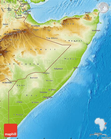 Physical Map of Somalia