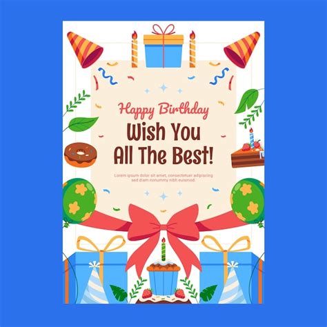 Premium Vector | Birthday greeting card template