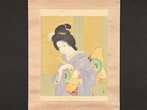 【目立った傷や汚れなし】【版画】【1円開始】【伝来】us2324〈上村松園〉美人図「舞じたく」限定169250 リトグラフ 解説書付き 竹内