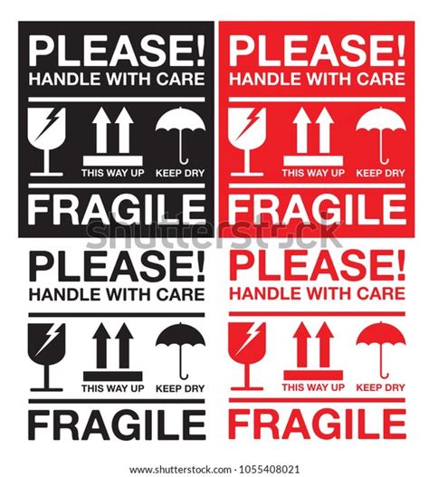 Fragile Please Handle Care Sticker Label Stock Vector Royalty Free 1055408021