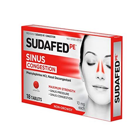 Sudafed PE Sinus Congestion Maximum Strength Non Drowsy Decongestant