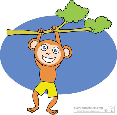 Monkeys Primates Clipart Clipart Monkeyhangingfromtree07