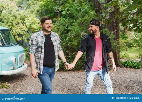 Two Gay Men Walk Holding Each Other S Hands Stock Photo Image Of Date