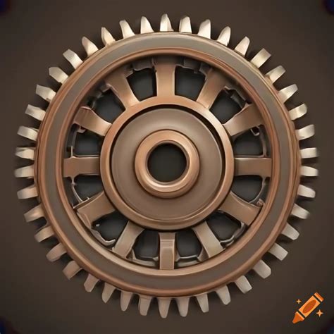 Detailed Bronze Mechanical Gear Artwork