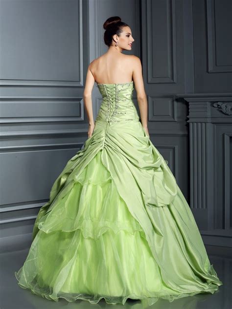 Ball Gown Sweetheart Hand Made Flower Sleeveless Long Taffeta