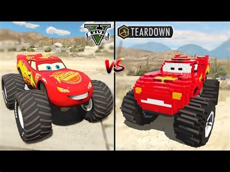 GTA 5 MONSTER TRUCK LIGHTNING MCQUEEN VS TEARDOWN MCQUEEN MONSTER TRUCK