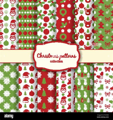 Vector Christmas Seamless Patterns For Xmas Cards And Gift Wrapping