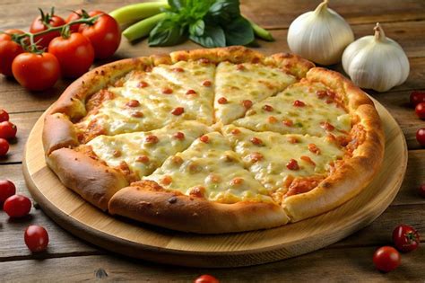 Premium Photo Freshly Baked Pizza With Golden Crust Rich Cheese And