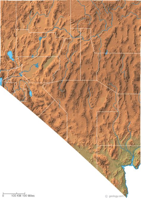 Nevada Physical Map and Nevada Topographic Map