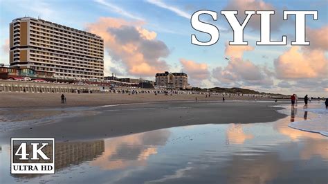 Sylt Rosa Wolken Am Strand Von Westerland K Uhd Virtual Walking