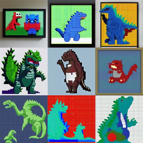 Cute Godzilla Pixel Art Stable Diffusion Openart