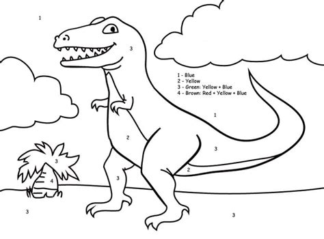 Målarbild Rolig Dinosaurie Måla efter nummer Skiv ut gratis på