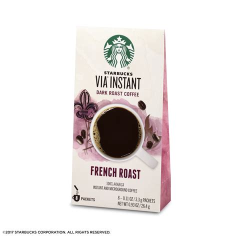 Starbucks VIA Instant French Roast Dark Roast Coffee, 8 Count (Pack of ...