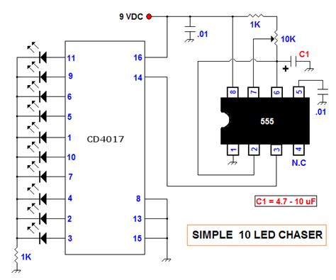 Led Sequencer Chaser Using Ne555 Cd4017 Artofit