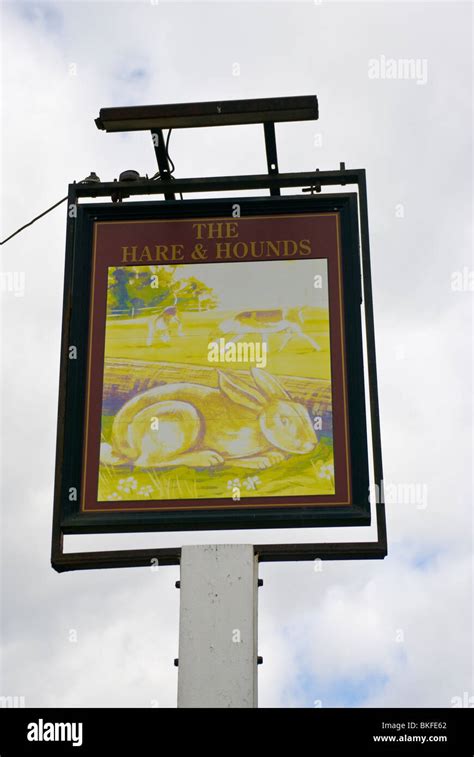 The Hare And Hounds Public House Sign Godstone Surrey England Stock