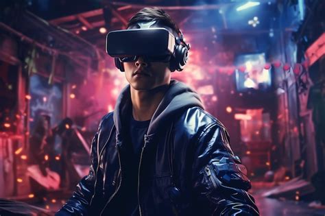 Free Photo Man Wearing Vr Glasses For Gaming